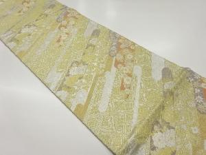 変わりヱ霞に古典柄・花々模様織出し袋帯